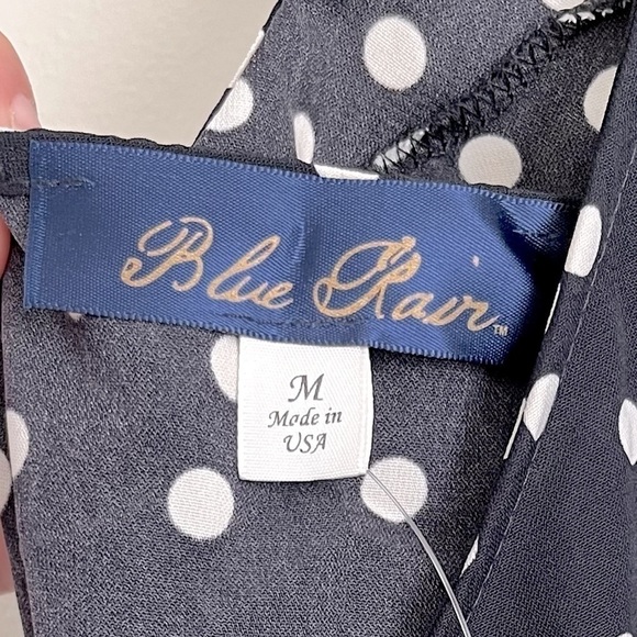 NWT Francesca’s Blue Rain High Neck Tie Polka Dot Tank Top - Picture 4 of 6